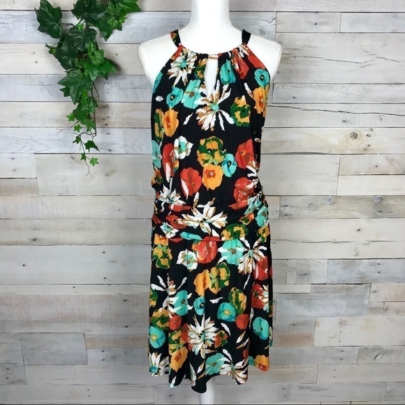 Suzi Chin Maggy Boutique Floral Keyhole Dress 14 - Picture 1 of 8